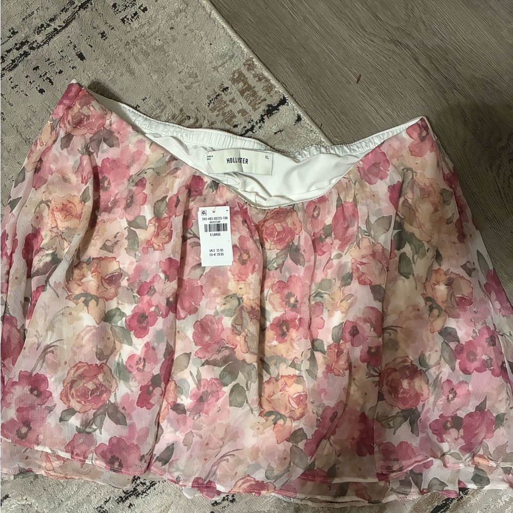 Hollister Pink Floral Mini Skirt